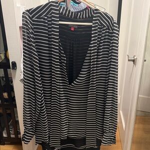 Vince Camuto Black and White Striped Blouse